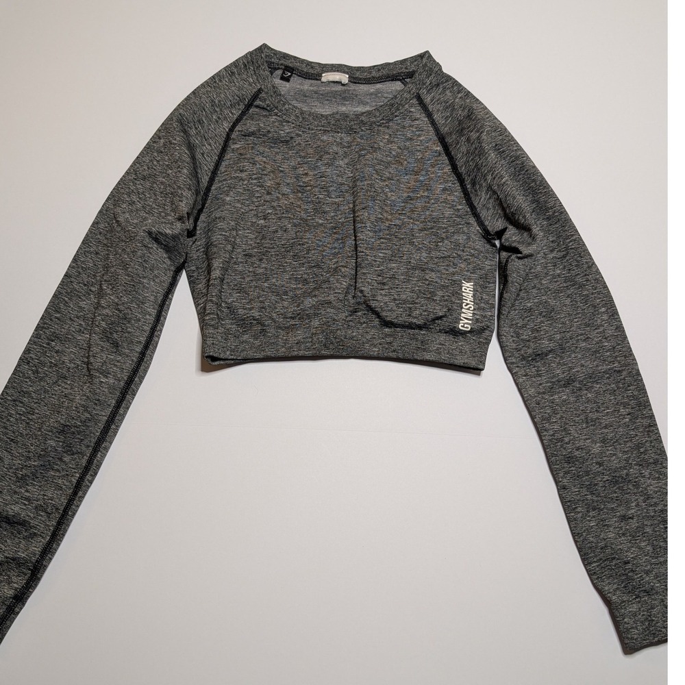 Gymshark Vital Seamless Long Sleeve Crop Top Grey Marl Womens Workout Shirt